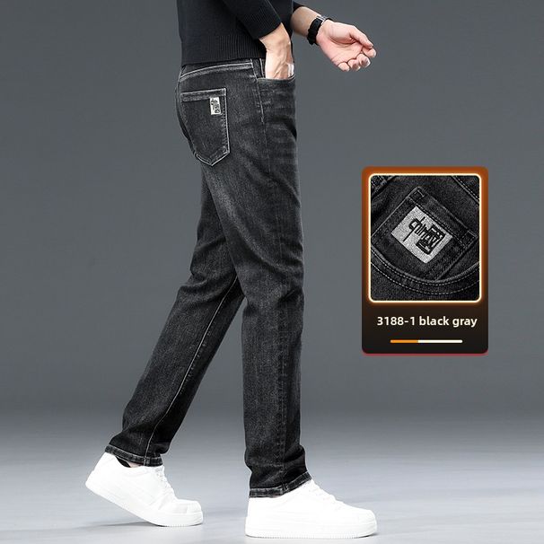 Jeans Men's Slim-fit Straight Casual Elastic Loose Casual Trousers Men's_mkmklike.com