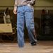 Contrasting Striped Jeans Men's Retro Loose Straight Pants American Multi-Pocket Tooling Version_mkmklike.com