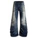Men's Distressed Wide Leg Jeans High Street Washed Crackle Print Flared Trousers Ombre Effect Comfortable Denim_mkmklike.com