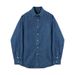 Men's Clothing Washed Distressed Denim Shirt Loose Long Sleeved Work Shirt Jacket_mkmklike.com