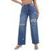 Women's Clothing High Quality Temperament Ripped Wide Leg Pants Jeans_mkmklike.com