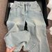 Women's High-Waisted Wide Leg Jeans Rhinestone Design Loose Fit Slimming Heavy Duty Straight Leg Pants For Autumn_mkmklike.com