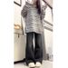 Black And Gray Non-tight Jeans Women, New Plus-size High-waisted, Hip-covering, Drapey, Slightly Flared Wide-leg Pants_mkmklike.com