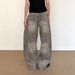 Vintage Washed Distressed Gray Splatter Paint Baggy Jeans For Men & Women – Streetwear High Waist Wide Leg Denim Pants_mkmklike.com