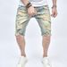REPPUNK Men's Slim Fit Distressed Denim Shorts - Mid Waist Stretch Cotton Casual Cargo Pants For Teen Boys (Blue, Size 28-38)_mkmklike.com
