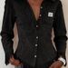 Women's Pink Faux Suede Fringe Shirt, Long Sleeve Button Down Western Cowboy Blouse, V Neck Slim Fit Casual Top For Daily Wear, Party, Country Style O_mkmklike.com