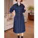 ELLE Elegant Long Sleeve Denim Dress For Women, Spring And Plus Size Shirt Collar Casual Dress, New Autumn Women's Fashion_mkmklike.com