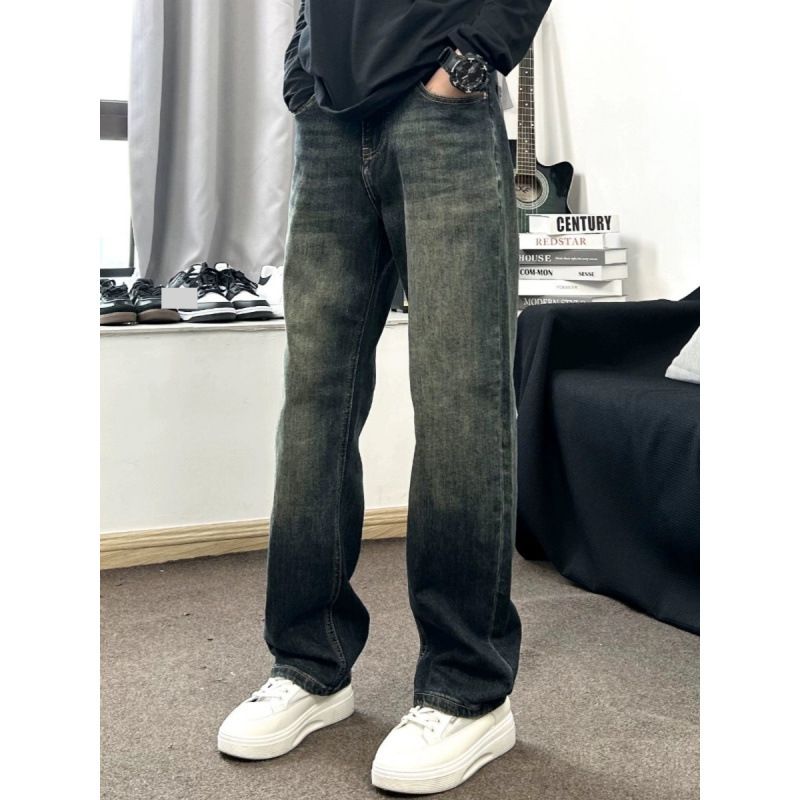 Vintage Washed Denim Jeans For Teens - High Waist, Loose Fit, Straight Leg, Casual Streetwear (S-3XL)_mkmklike.com