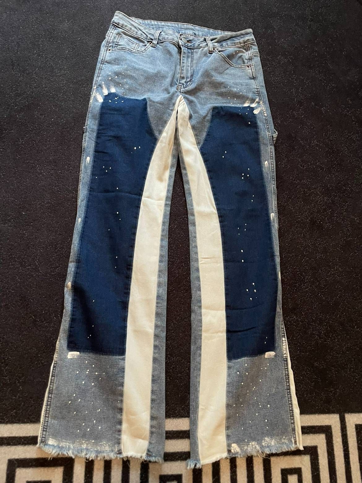 Men's Clothing 24 Fashion Overalls Hot Selling Elastic Patch Denim Layered Flared Pants_mkmklike.com