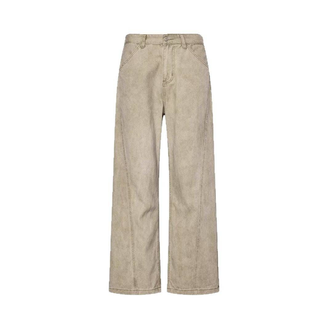 Men's Clothing New Retro Jeans For Men And Women Trendy Handsome Washed Dirty Pants Straight Loose Wide Leg Mopping Pants For Men_mkmklike.com