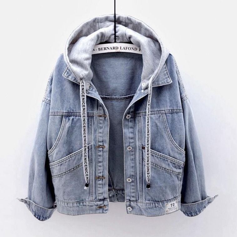 Women's Clothing Southeast Asia Foreign Trade New Korean Style Hooded Denim Jacket Women's Short Fashion Large Pocket Jacket Casual Top_mkmklike.com
