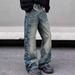 Men's Clothing High Street Retro Old Design Tie Dye Jeans Men's Loose Flared Vibe Trendy Brand Handsome Pants_mkmklike.com