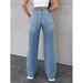 Women's Washed Straight Leg Jeans – Comfortable Loose Fit Denim Pants For Casual & Streetwear (Mid Blue/Light Blue/Black)_mkmklike.com