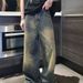 American Straight Leg Casual Jeans Men's High Street Trendy Brand Washed And Worn Long Pants_mkmklike.com