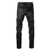 Men's Clothing Men's Black Ripped Jeans Straight Fit Hand-Painted Art Casual Denim Pants For Teens And Young Adults Straight Fit Hand-Painted_mkmklike.com