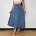 Plus Size A-Line Denim Skirt With Layered Hem - High Waist Summer Casual Skirt For Women, Streetwear Staple In Light Blue_mkmklike.com
