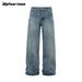 Men's Clothing American Retro Heavyweight 15.5oz Washed Flared Jeans For Men And Women, Loose Cleanfit Casual Trousers_mkmklike.com