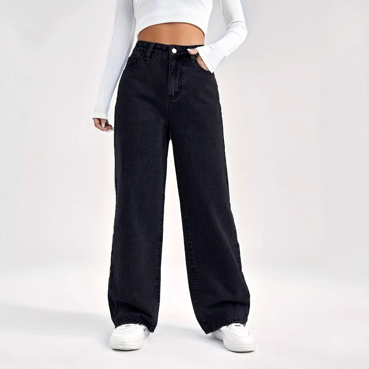 High-Waisted Straight-Leg Jeans For Women - Classic Cotton Denim, Comfort Fit, Versatile Style (S-5XL)_mkmklike.com