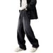 Men’s Black Wide-Leg Jeans – Retro High Street Loose Fit Pants With Ink Splash Design (Sizes M-3XL)_mkmklike.com