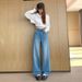 Shisanxing 2026 Spring Design High-Waisted Straight-Leg Petite Wide-Leg Pants With Starry Rhinestone Embellishments For_mkmklike.com