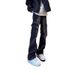 Men's Trendy Black Cargo Jeans Loose Fit Straight Leg High Street Style Style Vibe Flared Pants With Pockets_mkmklike.com