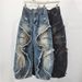 Edgy Grunge Cargo Pants For Women – Distressed Wash & Asymmetrical Cut With Lace-Up Detail, Retro Vintage Streetwear Style_mkmklike.com