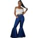 Women’s Clothing denim elastic slim fit hip hugging wide leg flared pants_mkmklike.com