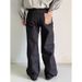 Black Horsehair Gangshan Original Cow Curved Knife Jeans Men's American Cleanfit Loose Slimming Wide Leg Pants_mkmklike.com