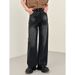 Men's Retro Washed Black Wide Leg Jeans Loose Straight Casual Trousers Height Enhancing American Trendy Brand Spring Autumn Style_mkmklike.com