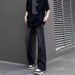 Men's Retro Black Loose Fit Jeans – High Street Style, Slightly Flared Wide Leg, Comfortable Straight Cut Trousers_mkmklike.com