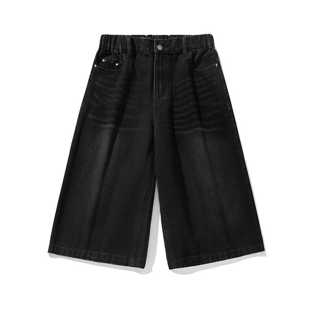 American Retro Wide-Leg Seven-Point Jeans For Men, Summer Washed Vintage Straight Mid-Length Pants, Semi-Elastic Casual_mkmklike.com