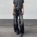 Vintage Washed Cleanfit Men's Jeans - Relaxed Straight Leg Retro High Street Style With Slight Flare_mkmklike.com