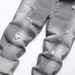 Men's Distressed Grey Straight Leg Jeans – Vintage Washed Denim Pants With Handmade Rips For Urban Street Style_mkmklike.com