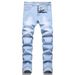 Men's Slim Fit Stretch Jeans - Light Wash Comfortable Cotton Denim Pants For Casual Wear_mkmklike.com