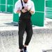 Men's Clothing Strappy Denim Rompers Ripped Jeans Trousers Trendy Pop Work Clothes_mkmklike.com
