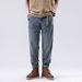 Summer New Heavy Industry Washed Jeans Men's Thin Loose Fat Jeans Men's Embroidered Retro American Jeans_mkmklike.com