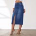 Skirts Women Mid Length Straight Skirt Slim Fit Sexy Solid High Waist Denim Hip Wrap Button Pocket Elegant Splice Summer 2025_mkmklike.com