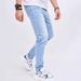 Men's Slim Fit Stretch Denim Jeans Light Blue Skinny Midweight Polyester Jeans Simple Design Mid Waist_mkmklike.com