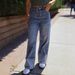 Women's Clothing High-Waisted Wide-Leg Jeans For Women Casual Loose Fit Washed Retro Style With Rolled-Up Frayed Hem_mkmklike.com