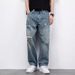 Men's Distressed Denim Jeans Casual Straight Leg Loose Fit Hip Hop High Street Washed Edgy Harem Style_mkmklike.com
