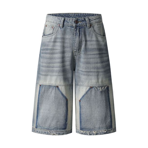 Men's Clothing Street Stitching Design Jeans Loose Trousers_mkmklike.com