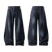 Men's Curved Knife Jeans Plus Size Autumn Winter American Style Trendy Brand Cool Straight Loose Draped Wide Leg_mkmklike.com