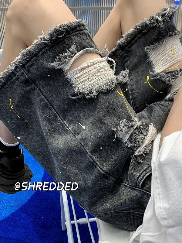 Men's Clothing Denim Shorts Men's Summer Casual Pants Raw Edge Street Design Shorts_mkmklike.com