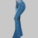 Explosive High-waisted Stretch Floor-length Flared Jeans Women's Trousers_mkmklike.com