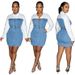 Women's Clothing Denim Splicing Temperament Commuter Shirt Dress_mkmklike.com