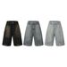 Men's Clothing Washed Distressed Patchwork Denim Shorts For Men And Women, Same Style, Trendy Brand, Loose Wide Leg Straight Shorts_mkmklike.com