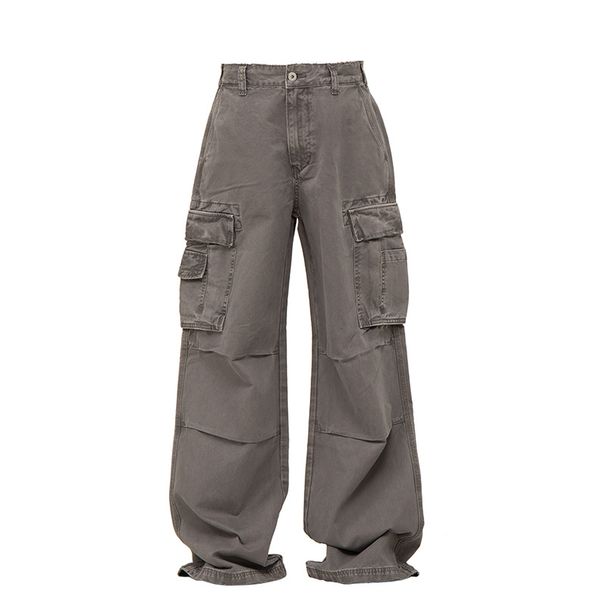 Unisex Heavy-Duty Cargo Pants - Vintage Workwear Style With Oversized Pockets & Relaxed Wide-Leg Fit For Streetwear & Retro Aesthetic_mkmklike.com