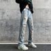 2025 Spring/Summer High Street Brand Personalized Perforated Jeans For Men's Trendy Straight Fit With Zipper Split Long_mkmklike.com