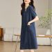 Thin Sho Sleeved Denim Dress For Women In The Summer Of , Loose Fit, Slimming, Concealing, Casual Straight Leg_mkmklike.com