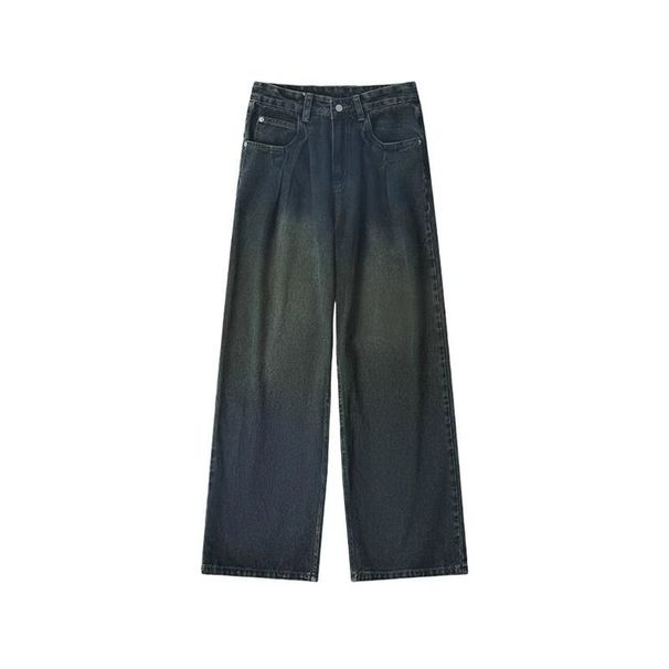 Women's Clothing Vintage Stonewash Gray Wide-Leg Jeans High Waist, Flared, Fleece-Lined, Winter Warm, Plus Size Friendly, Straight Leg Trousers_mkmklike.com